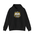 Black BE LOUD Hoodie flat lay front view with MUD chest graphic