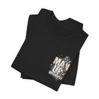 Folded black MUD BREAK THROUGH Monochrome Tee showing chest graphic