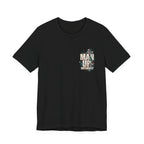 Black MUD BREAK THROUGH Tee front product view with small Man Up Differently chest graphic