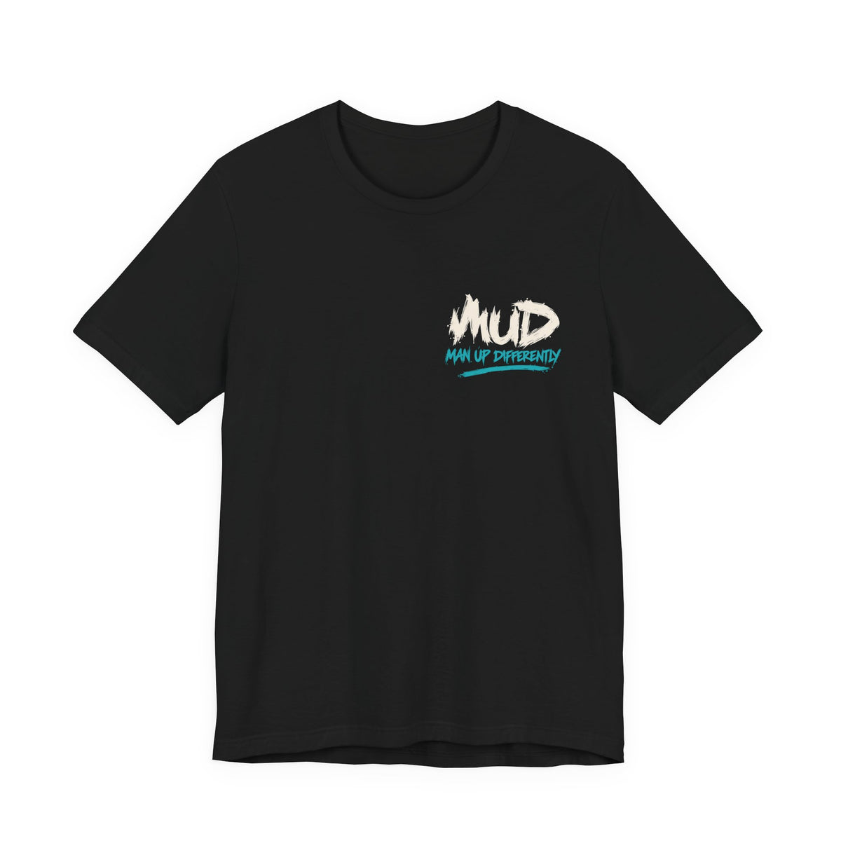 Black MUD After Dark Tee front with Man Up Differently chest logo