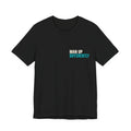 Black MUD Essential Tee flat lay front view with Man Up Differently chest logo