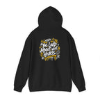 Black BE LOUD Hoodie flat lay back view with Be Loud About What Hurts graphic
