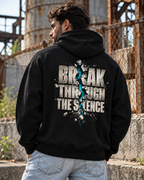 MUD BREAK THROUGH Hoodie lifestyle image featuring the Break Through the Silence design