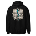 Black MUD BREAK THROUGH Hoodie back with BREAK THROUGH THE SILENCE graphic