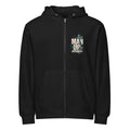 MUD BREAK THROUGH black full-zip hoodie front with small Man Up Differently chest graphic