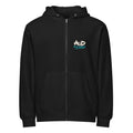 Black MUD After Dark Zip Hoodie front with small MUD chest graphic