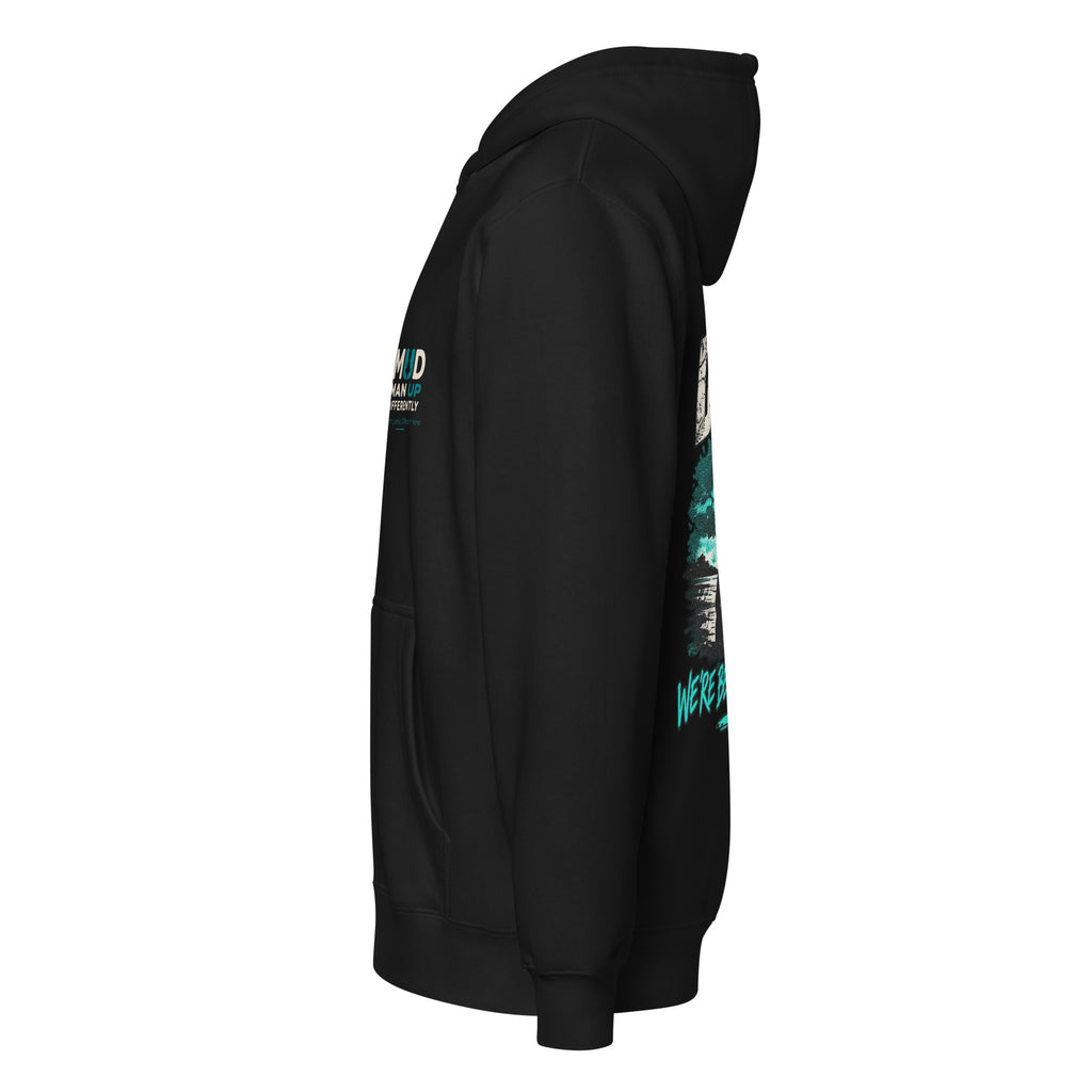 Black MUD STAY zip hoodie, left-side product view