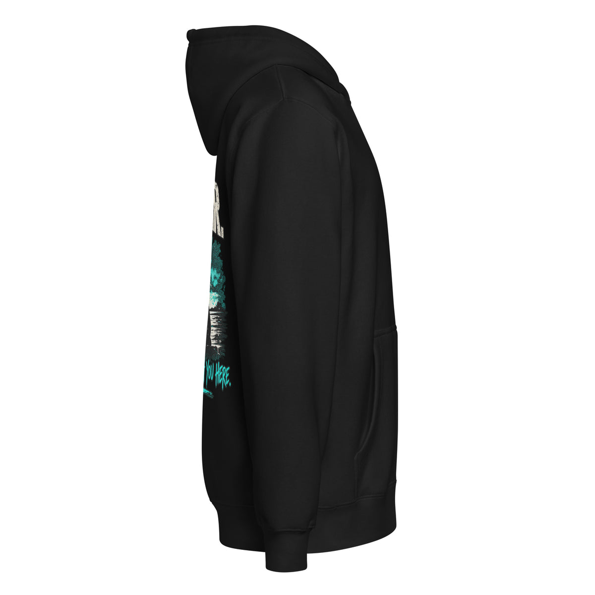 Black MUD STAY zip hoodie, right-side product view